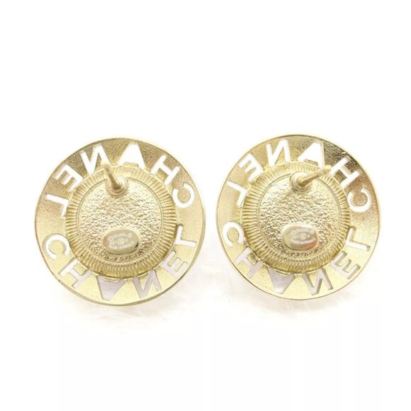 Authentic CHANEL Round Earrings A2I Purple Brass - Picture 4 of 9